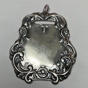 T FOREE Vintage Sterling Silver Engravable  Luggage 🧳 Tag, Pendant. 1.5 inches